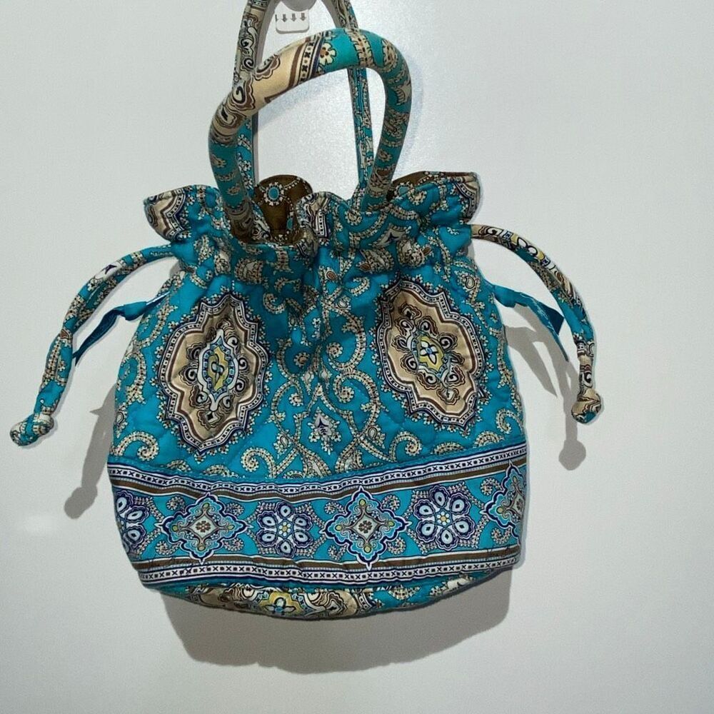 Vera Bradley Women's Multicolor Quilted Cotton Drawstring Cinch Bucket Bag